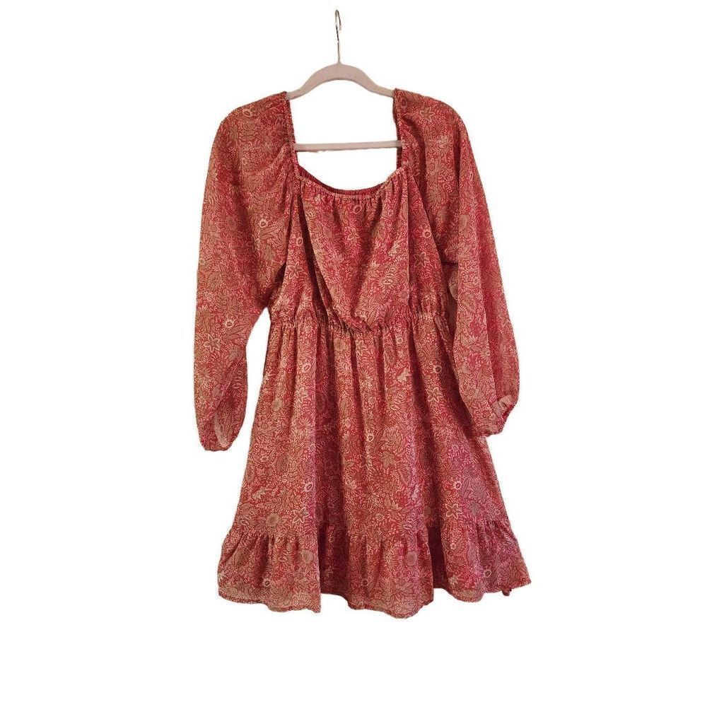 Banana Republic fall vibes square neck tiered dress size small